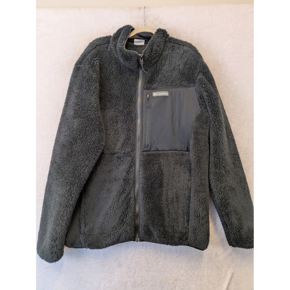 Columbia Fleece Jacket Men's‎ XL Grey Full Zip High Pile Mock Neck